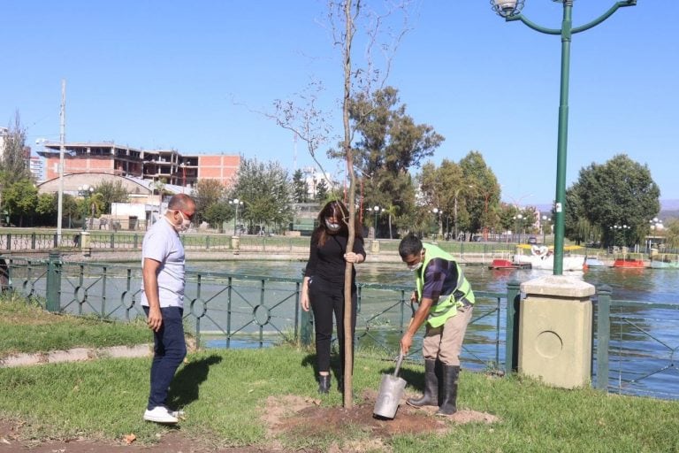 Jornada de forestación en "el Playón", a mediados de abril. (Foto: prensa municipal).