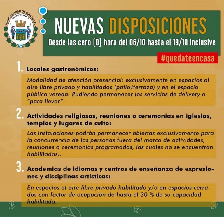 Nuevas disposiciones en Sunchales