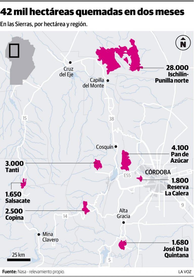 Mapeo incendios Córdoba