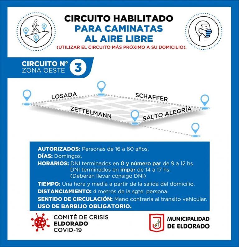 Circuitos para caminatas recreativas en Eldorado