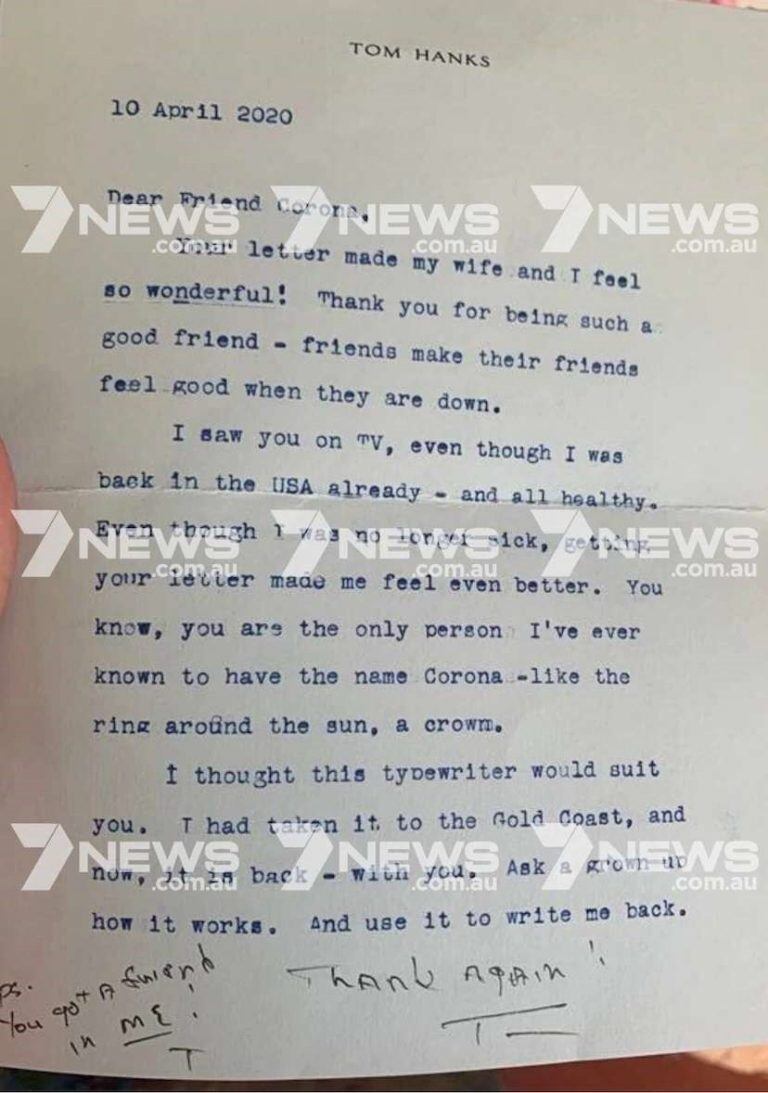 La carta que le envió el actor como respuesta al nene y que hizo popular un medio australiano. (Foto:7news)