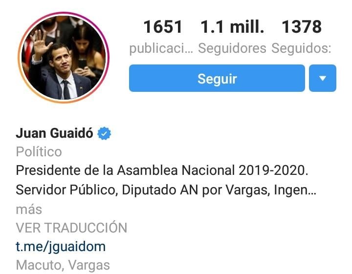 La cuenta de Juan Guaidó está verificada.