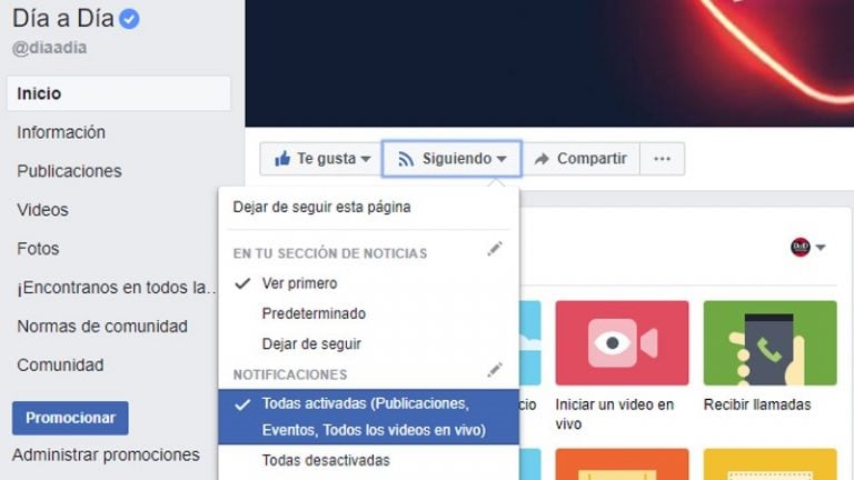 Cómo seguir a Día a Día en Facebook