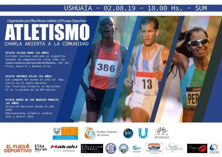 Flyer charla de atletismo Ushuaia