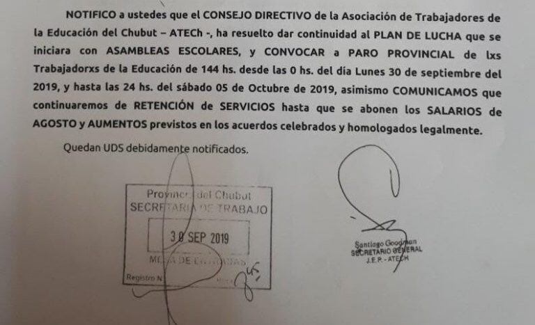 Comunicado de la entidad gremial.