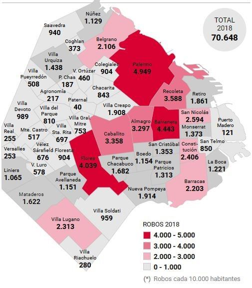 Mapa de la inseguridad. (GCBA/ Clarín)