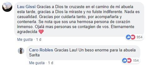 Ayudó a una abuela perdida en La Plata.