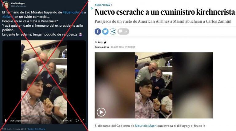 Es falso que el hermano de Evo Morales haya sido escrachado en un vuelo de Buenos Aires a Miami