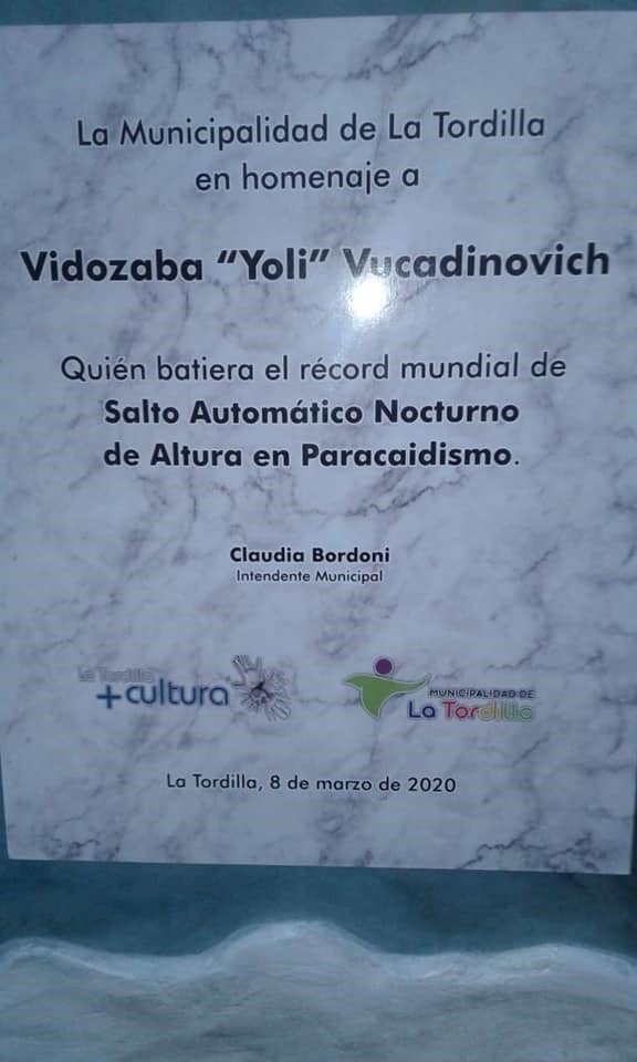 Homenaje en La Tordilla a Yoli Vucadinovich