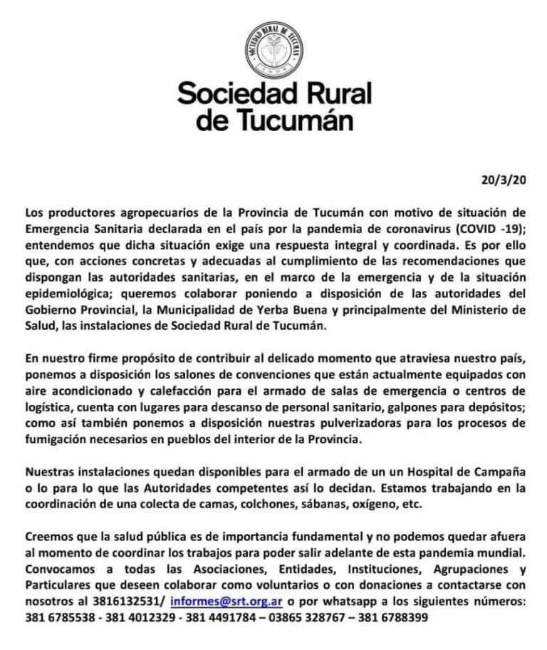 Prensa Sociedad Rural de Tucumán.