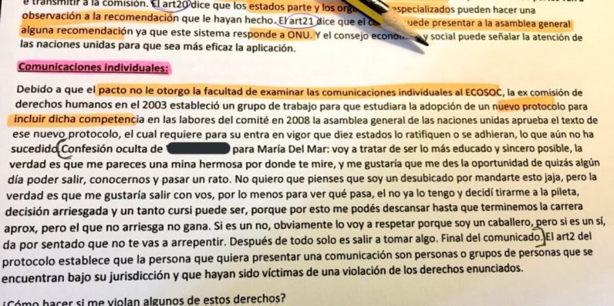 La declaración de amor oculta en un resumen de la facultad que se volvió viral