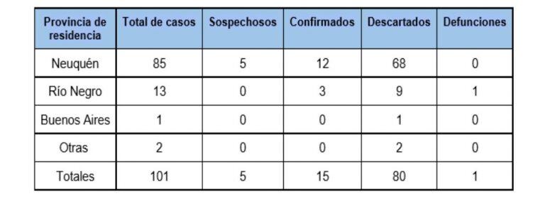 coronavirus domingo Neuquén