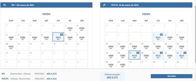 Vuelos promocionales a Ushuaia 2020/2021