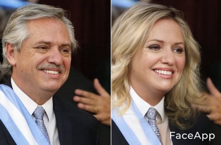 Alberto Fernández con el filtro de FaceApp.