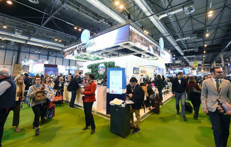 Stand de Argentina en la Feria Internacional de Turismo, Fitur 2019, que se desarrolla en el recinto ferial IFEMA de Madrid y permanecerá abierta hasta el 27 de enero. (EFE/Fernando Villar)