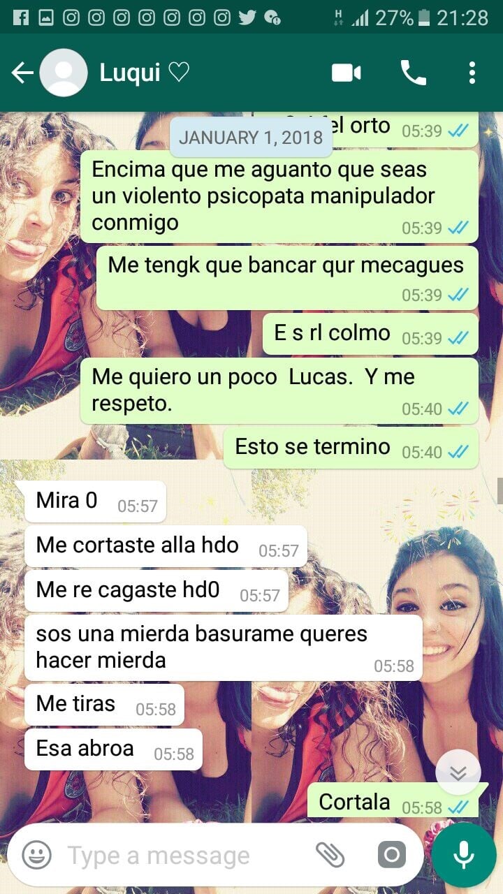 Los chats que difundió Stephanie Calo para escrachar a su expareja por violencia de género.