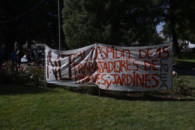 Trabajadores de CNEA Bariloche durante la jornada (web).