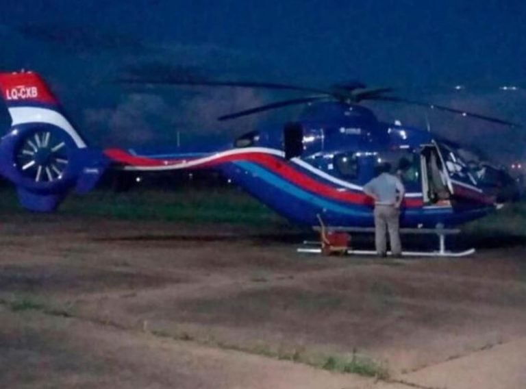 El helicóptero que aportó Misiones para la búsqueda de Luis Gneiting. (Foto: El Territorio)