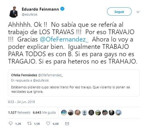 La candidata le respondió en las redes. (Twitter/@edufeiok)