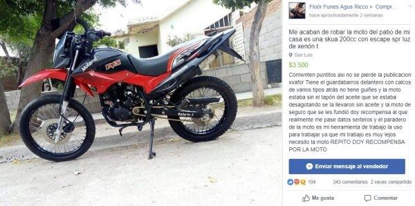 Moto robada el 25 de septiembre.