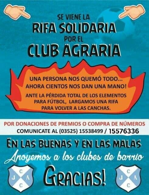 Se viene la Rifa Solidaria por el Club Agraria