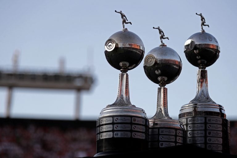 simpatizantes reciben recibimiento bienvenida festejo festejos fiesta con los jugadores futbolistas en el estadio cancha de river plate copa copas trofeos

River Plate's players pose with the 2018 Libertadores Cup trophy at the Monumental stadium in Buenos Aires on December 23, 2018, during celebrations with fans,  Photo by ALEJANDRO PAGNI / AFP) buenos aires  llegada del equipo plantel de river plate futbol festejo festejos fiesta de los hinchas y jugadores en el estadio monumental