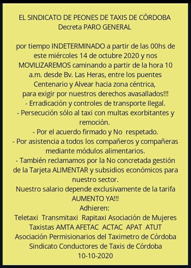 Solicitada con el reclamos de los taxistas.