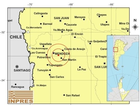 Fuerte temblor en Mendoza.