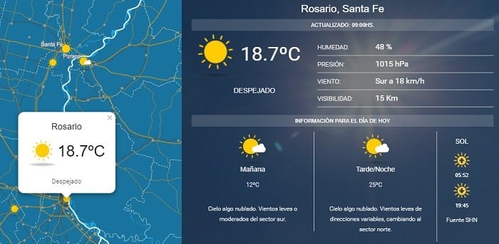 El clima estará muy agradable este domingo en Rosario. (SMN)