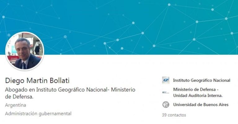 Bollati figuraba como empleado del Ministerio de Defensa.