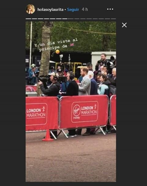 Laurita Fernández se mostró feliz de ver al príncipe de Inglaterra en la Maratón de Londres