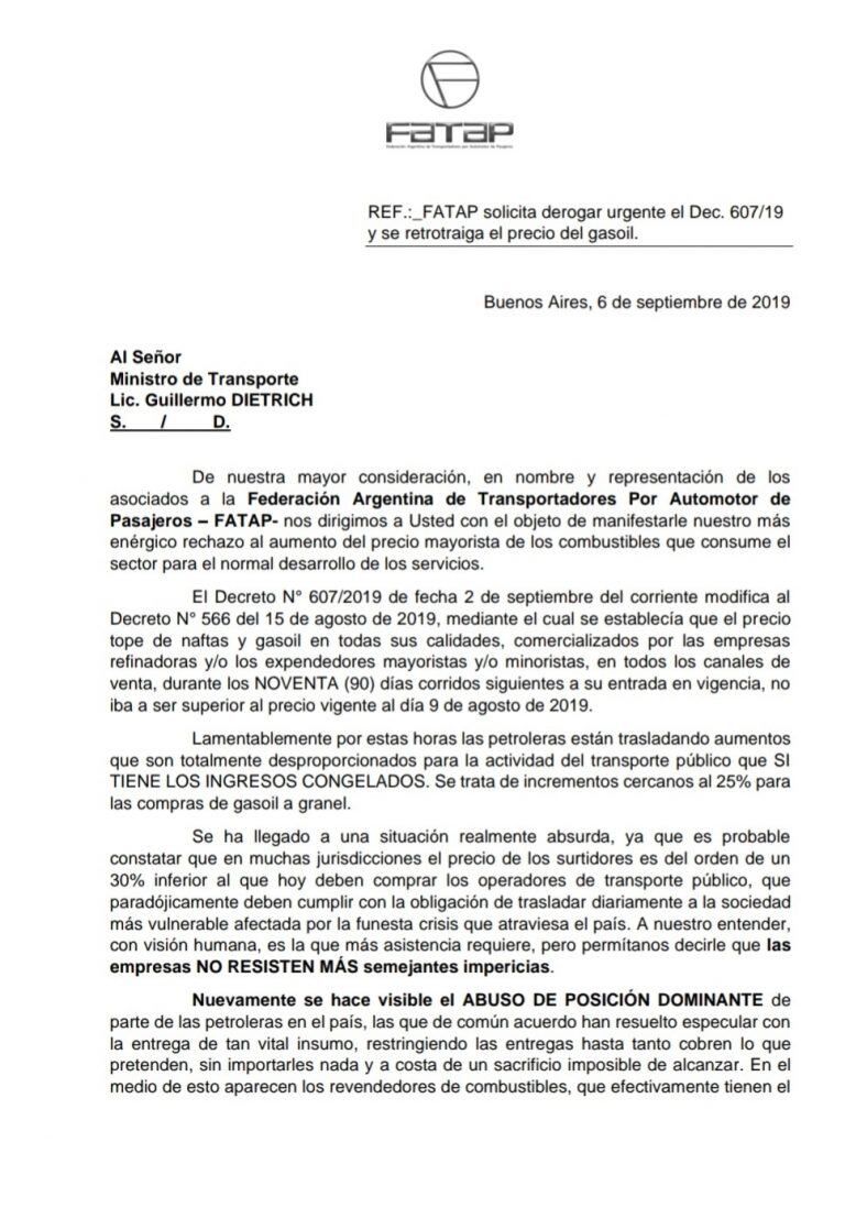 Presentación realizada a la Federación Argentina de Transportadores por Automotor de Pasajeros (FATAP).