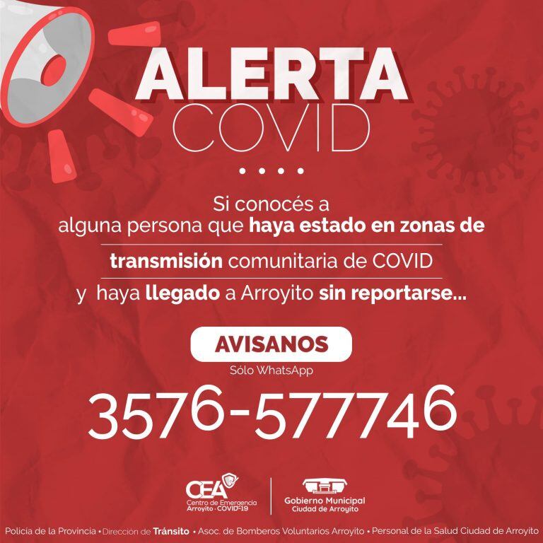 Numero Alerta Covid en Arroyito