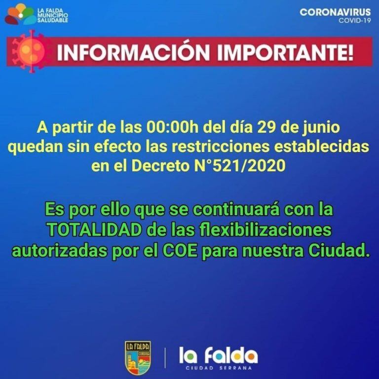 Gacetilla de prensa emitida por el Gobierno de La Falda.