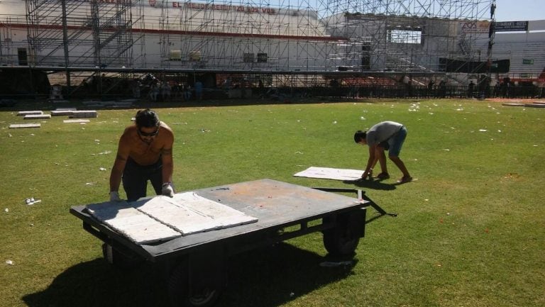 Así quedó la cancha de Instituto tras el paso de Phil Collins en Córdoba.