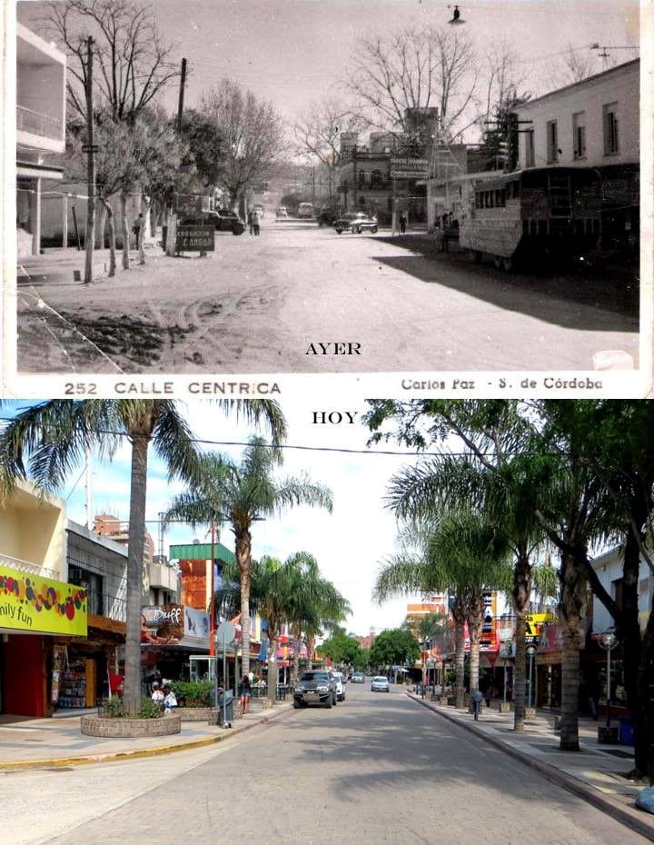 Pleno centro carlospacense. (Foto: gentileza Eldor Bertorello / Facebook Fotos y Recuerdos de Carlos Paz).