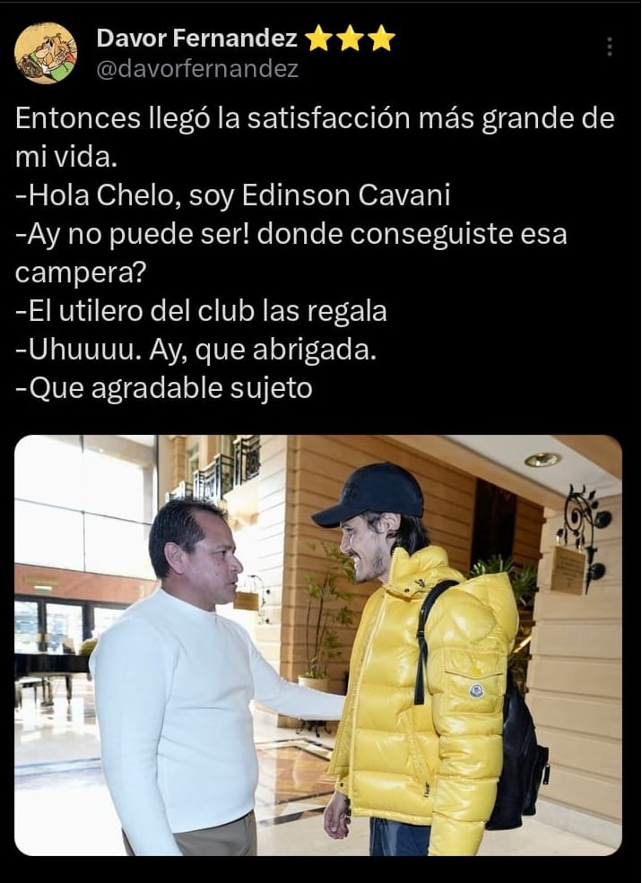 El encuentro de Cavani con Chelo Delgado