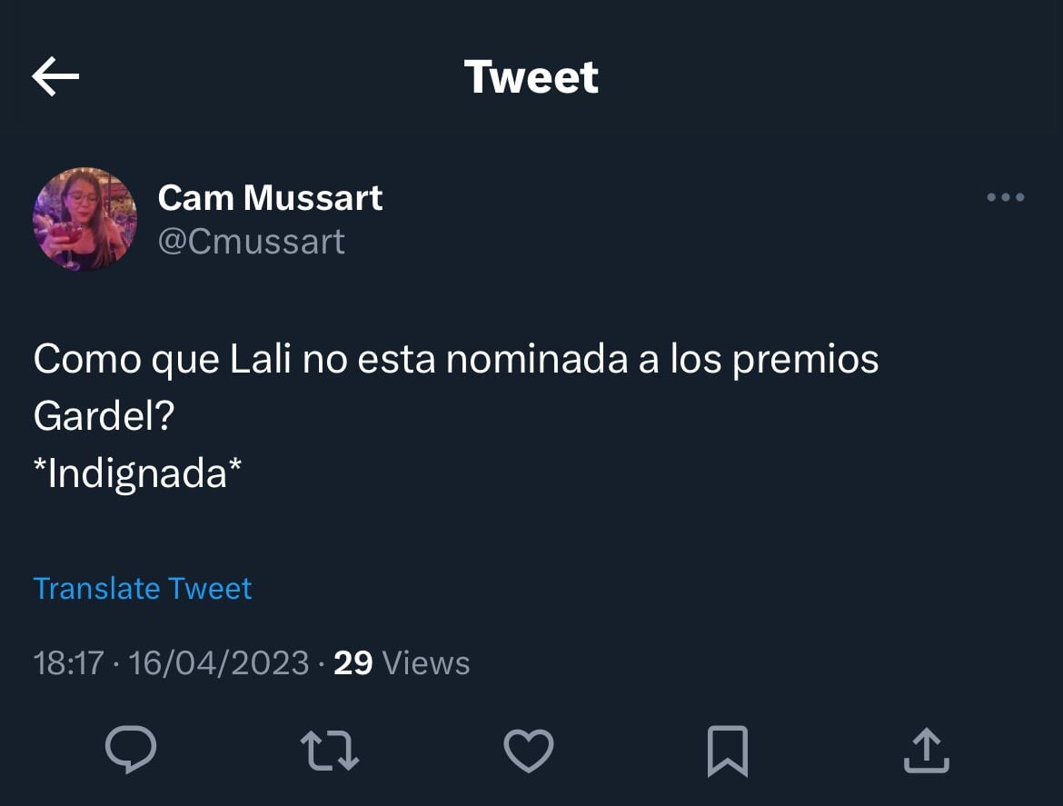 La reacción de los usuarios al saber que Lali no fue nominada a los Premios Gardel