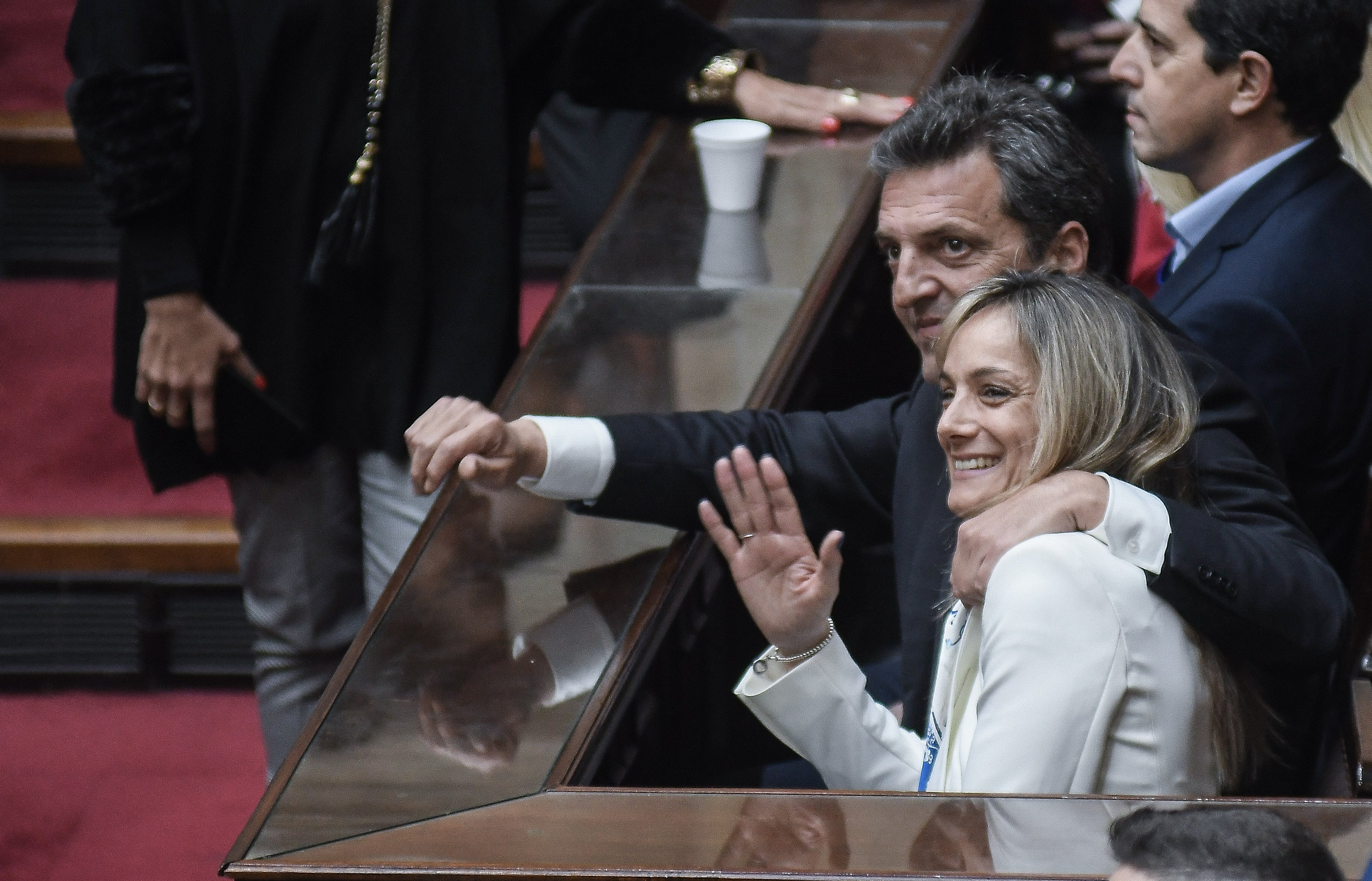 Sergio Massa junto a Malena Galmarini. Foto Federico López Claro.