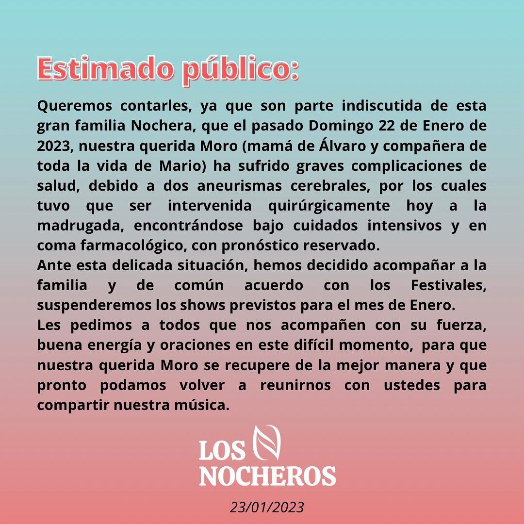 El comunicado oficial de Los Nocheros.