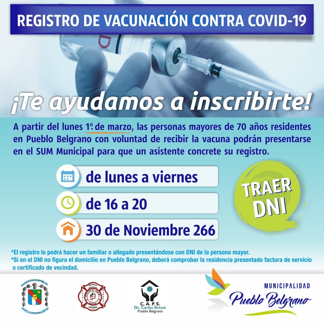 Registro de vacunación vecinos +70