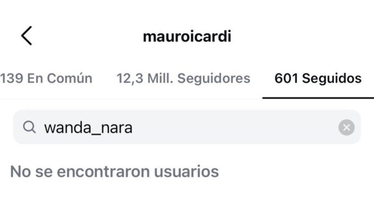 La prueba de que Mauro Icardi dejó de seguir a Wanda Nara