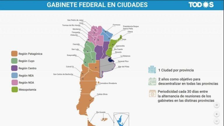 El mapa de las capitales alternas de Alberto Fernández que confunde Saira con Río Cuarto.