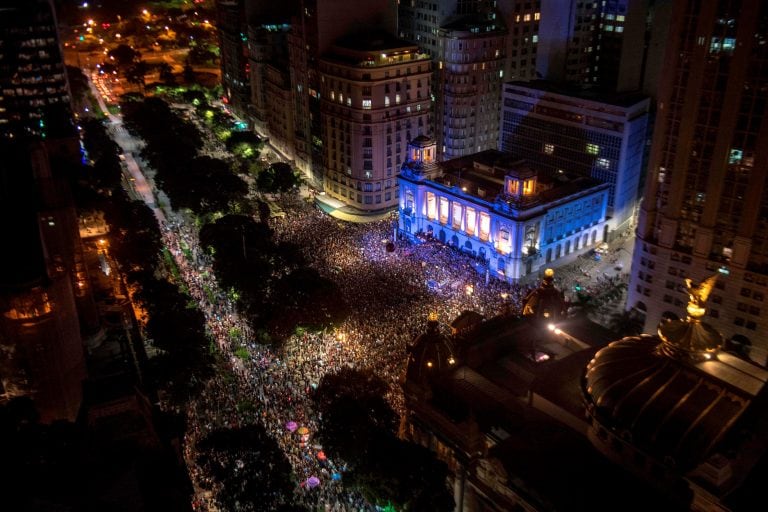 Brazilians mourned for the Rio de Janeiro councilwoman and outspoken critic of police brutality who was shot in the city center in an assassination-style killing on the eve.  / AFP PHOTO / Mauro Pimentel