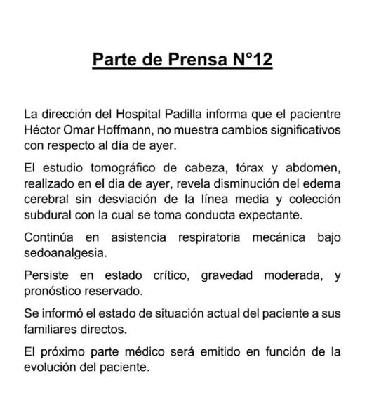 Parte médico de Sergio Denis.