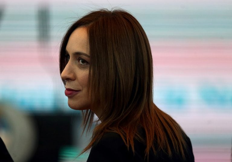 Maria Eugenia Vidal, Governor of Buenos Aires Province, arrives to a ceremony where Argentine President Mauricio Macri has announced economic measures at the Kirchner Cultural Center in Buenos Aires, Argentina October 30, 2017. REUTERS/Marcos Brindicci ciudad de buenos aires Maria Eugenia Vidal presidente de la nacion anuncia nuevas reformas acto en el CCK consensos basicos