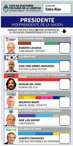 Elecciones 2019- Presidente y Vice
Crédito: Web