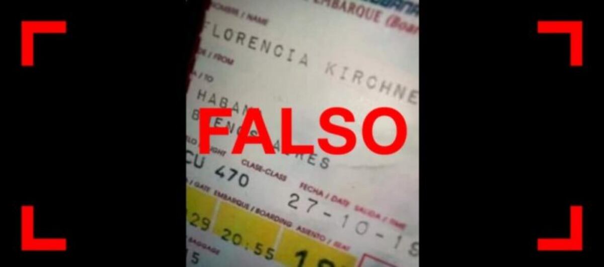 Es falso el pasaje de avión que muestra que Florencia Kirchner viajó a la Argentina el 27 de octubre último