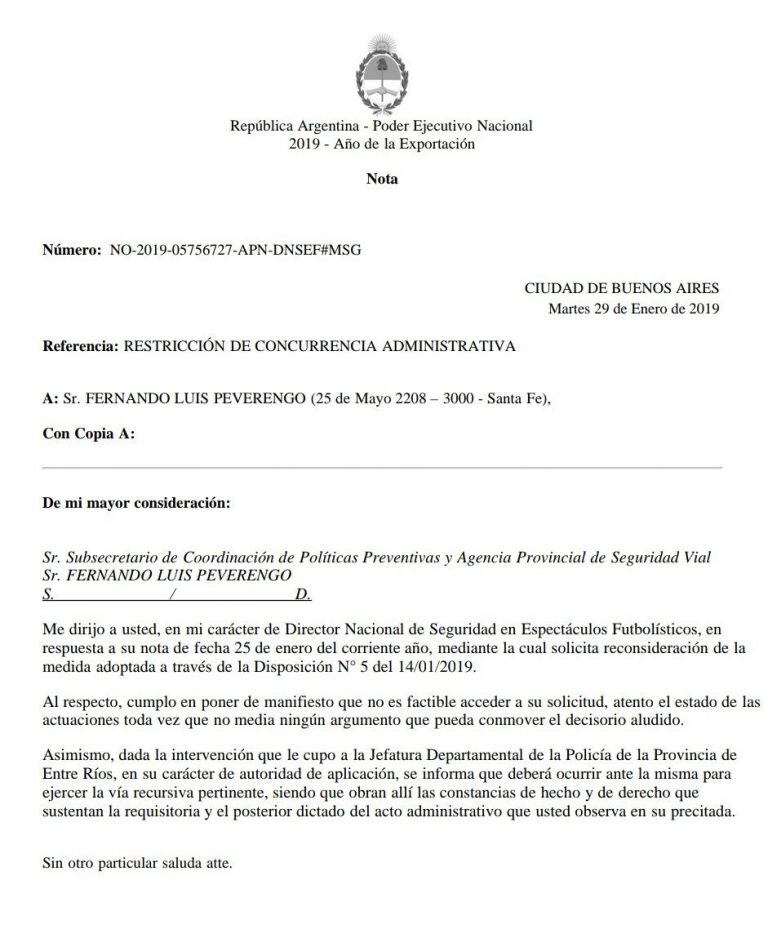 La restricción es para 137 hinchas de Colon.