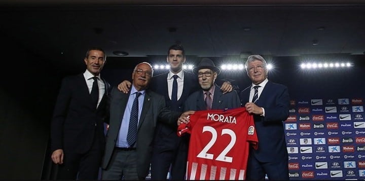 Manuel Briñas en la presentación de Álvaro Morata. Foto: Atlético de Madrid.